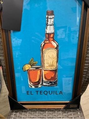 Sapna Shah El Tequila Framed Wall Art - Blue Background